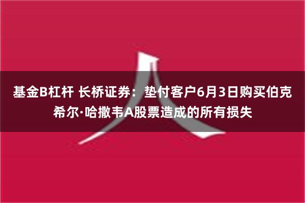 基金B杠杆 长桥证券：垫付客户6月3日购买伯克希尔·哈撒韦A股票造成的所有损失