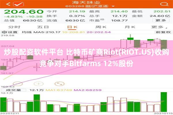 炒股配资软件平台 比特币矿商Riot(RIOT.US)收购竞争对手Bitfarms 12%股份