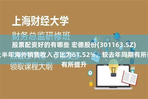 股票配资好的有哪些 宏德股份(301163.SZ)：上半年海外销售收入占比为61.52%，较去年同期有所提升